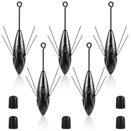 Therwen 5 Pcs Sputnik Sinker Surf Fishing Weights Saltwater Fishing Equipment Long Tail Surfing Casting Spider Sinkers for Catfish Saltwater Beach Sand Ocean