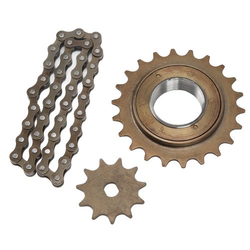 Sprocket Chain Set, Electric Bike 22T Tooth Rear Freewheel with 410 Gold 11T H Hole Sprocket 38 Links Chain Kit Bicycle Accessories Set