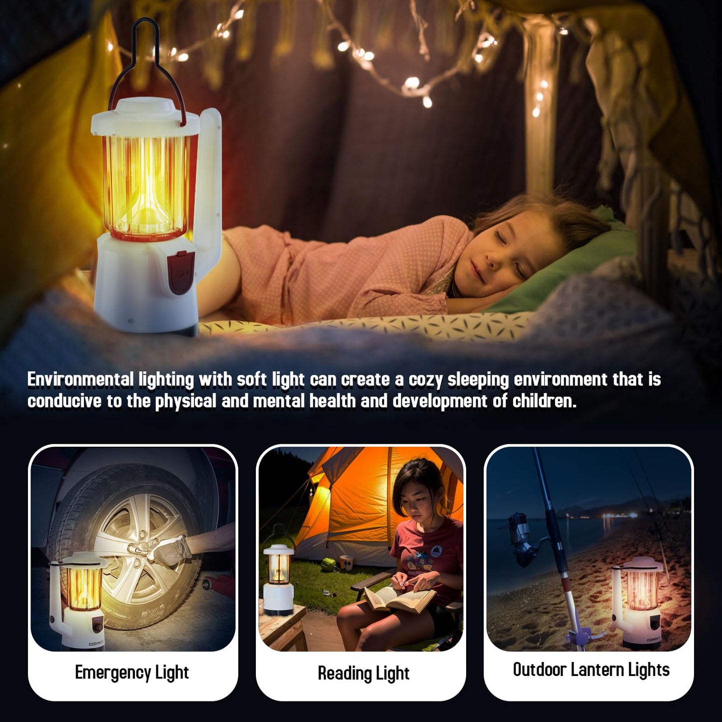 COWHERD Rechargeable Flashlight Lantern 2-in-1 LED Handheld Flashlight with Lantern and Spotlight Modes - Perfect for Power Outages, Camping, Hiking, Emergency, and Home Use