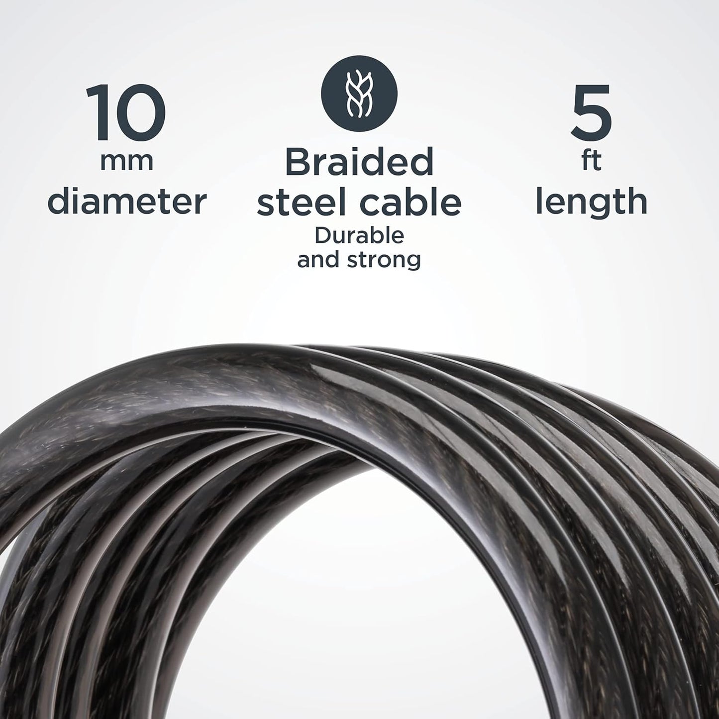 Schwinn Combination Bike Lock in Braided Steel Cable, 6 feet x 12 mm Anti Theft Bicycle Lock, Black, Security Level 3