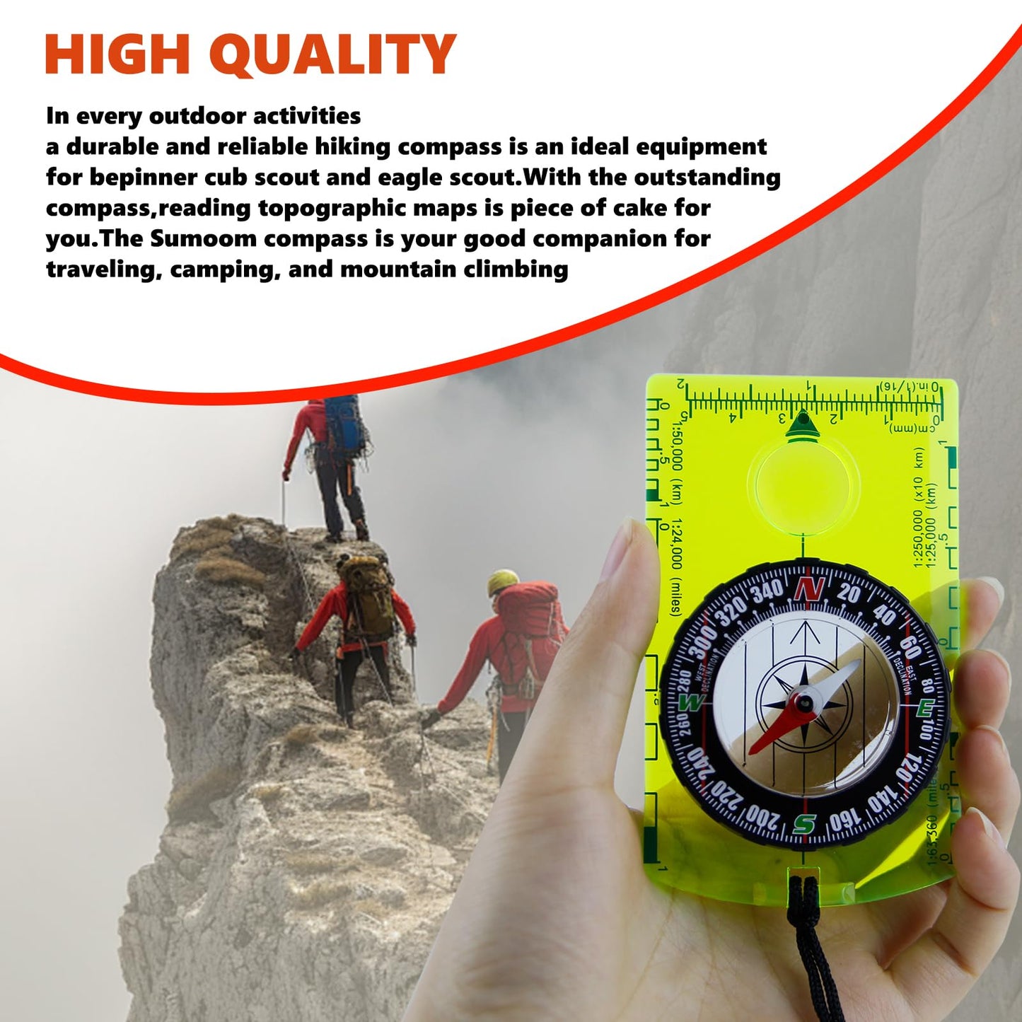 Abvsdu 2 Pieces Orienteering Compass, Superior Hiking Survival Compass for Kids, Hiking Backpacking Compass Scouts Navigation Compass Waterproof Map Reading Compass for Outdoor Camping