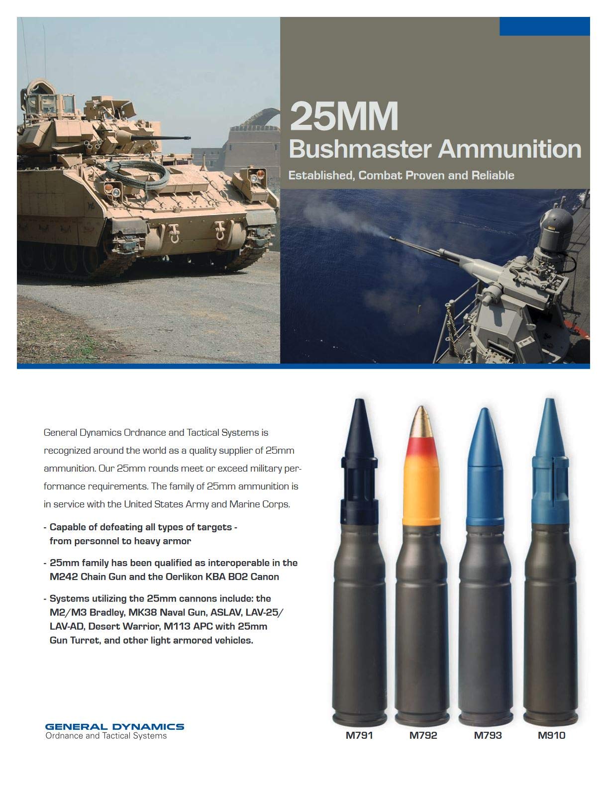 General Dynamics 25mm Bushmaster Dummy Round OEM HEI Fired by The M242 INERT Display