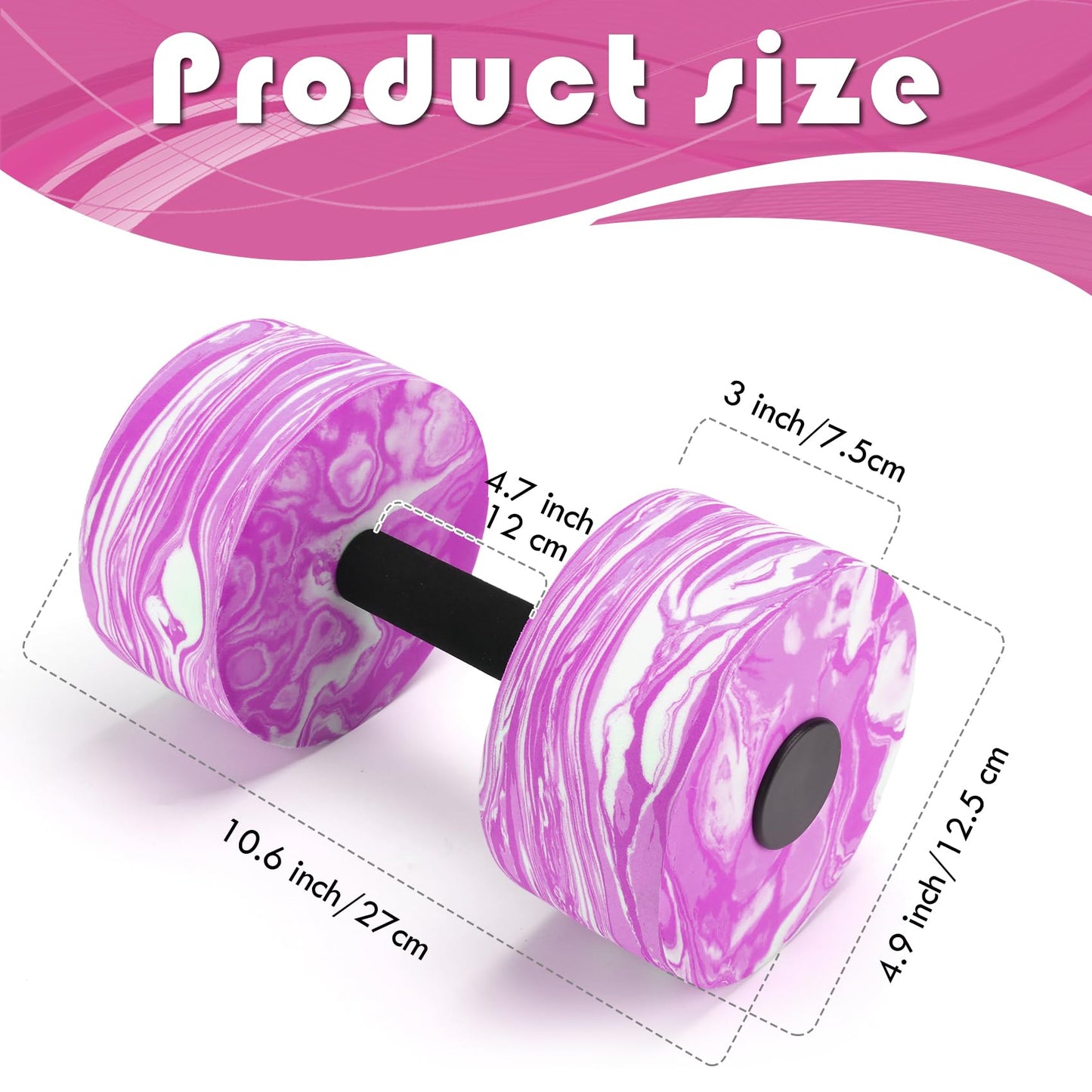 Jellydog Toy Aquatic Exercise Dumbbells, 2PCS Aqua Fitness Barbells, High-Density EVA-Foam Dumbbell Set, Pool Weights Dumbbells Set for Water Aerobics Weight Loss, Pool Fitness, Water Exercise, Pink