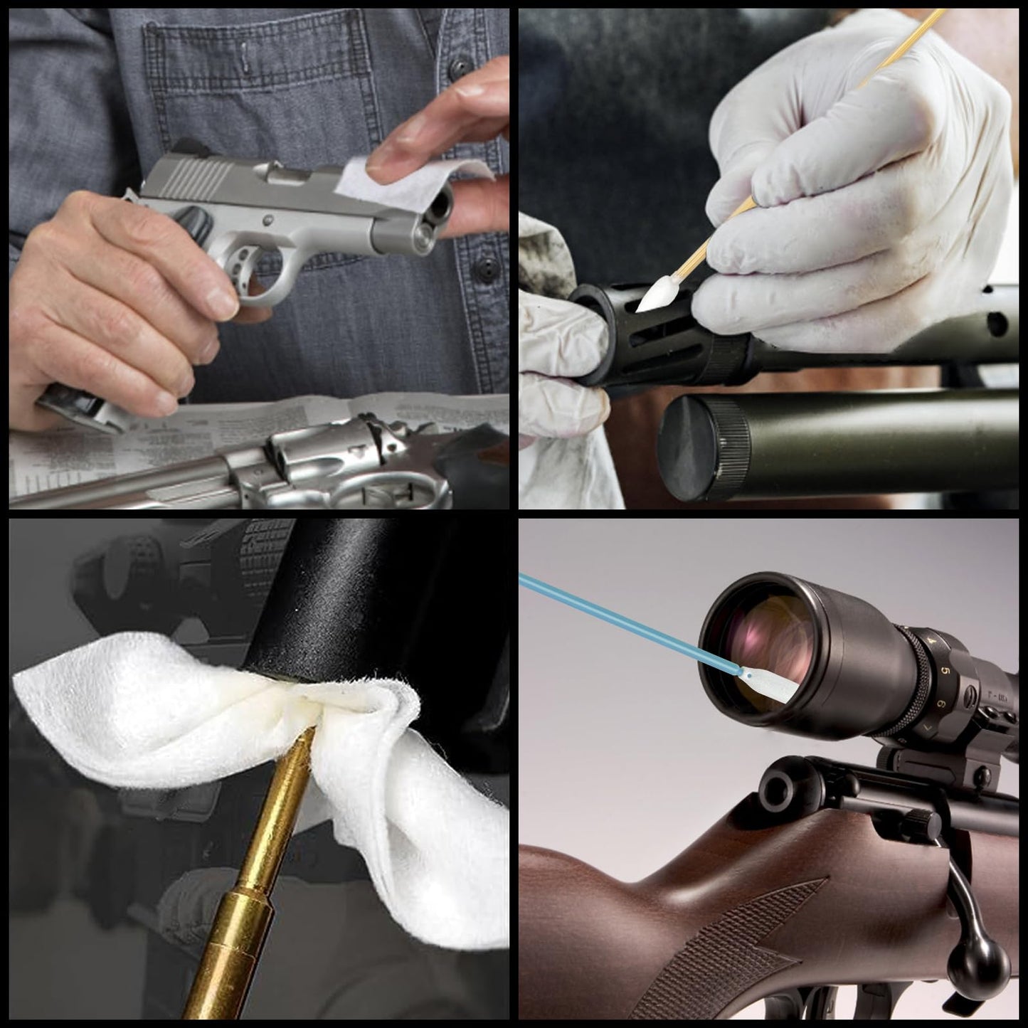 Garrelett Gun Cleaning Supplies - Include 900 Pcs 2x2 Patches, 100 Ct 6-Inch Gun Cleaning Swabs, Convenient Storage Case for Firearm Maintenance