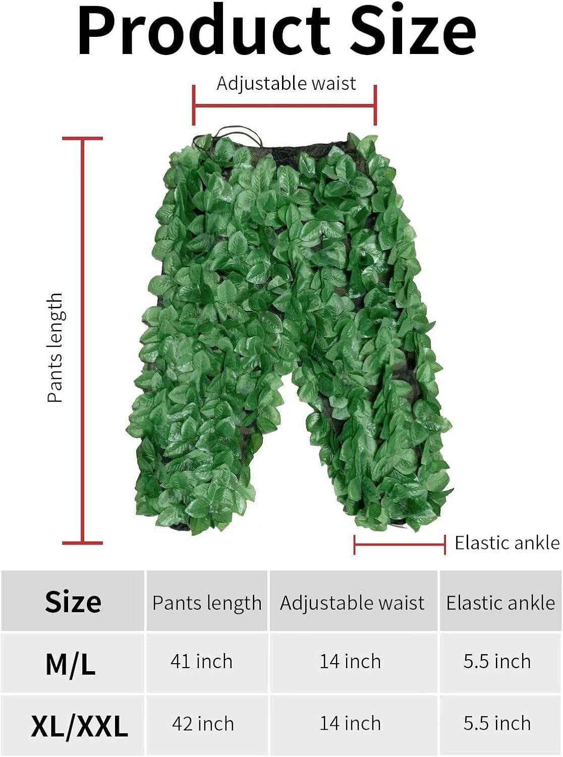 HYOUT Hooded Ghillie Suit Camo Suit Woodland Forest Military 3D Green Leafy Clothing Costume for Jungle Halloween Party