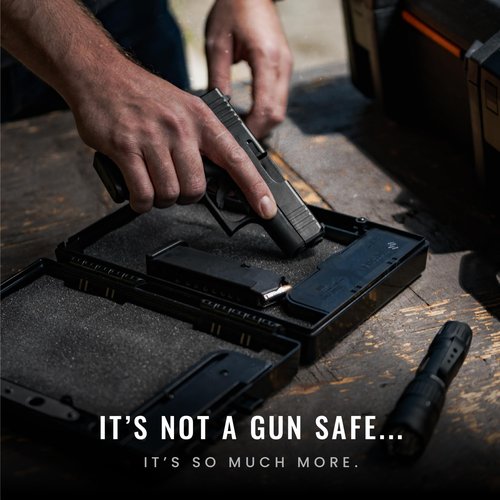 STOPBOX Gun Safe Alternative - Tactical Handgun Storage, Instant Access Portable Gun Case, TSA Compliant Gun Lock Box for Quick Handgun Access | Black - 2PK (Full-Size Only)