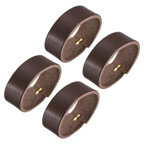 uxcell 4Pcs Leather Belt Loop Keepers, 11.5cm Outer Girth Belt Strap Ring Buckle for DIY Craft Bag Belt Fixing (Coffee)