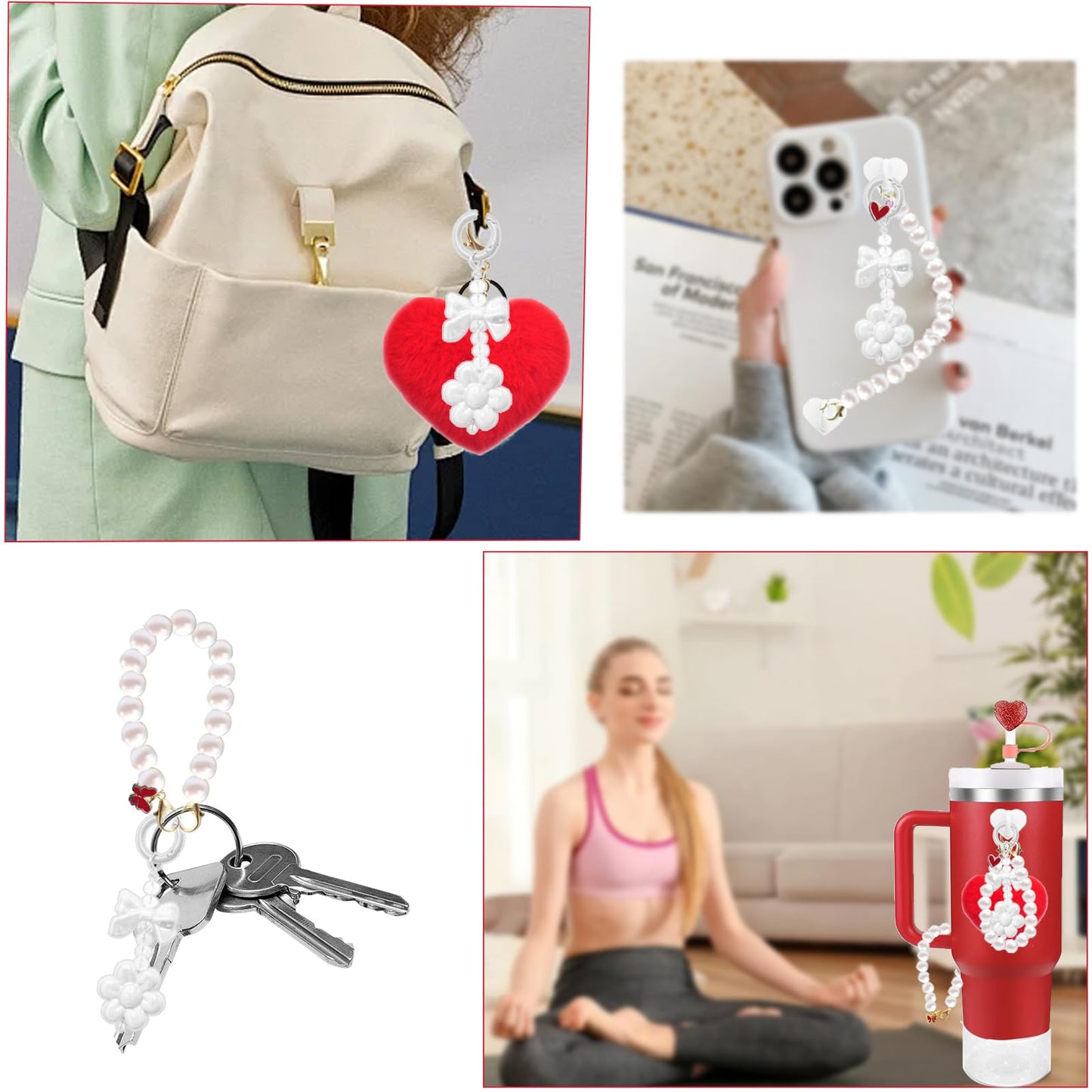 Accessories for Stanley Cup - Water Bottle Siliocne Cup Boot, Keychain Charms for Stanley Cup 41oz Tumbler