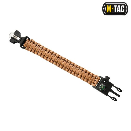 M-Tac Survival Paracord Bracelet – 12 ft Emergency Rope with Compass & Whistle – Tactical Cord for Camping, Hiking, EDC (Orange, Medium Set of 3)