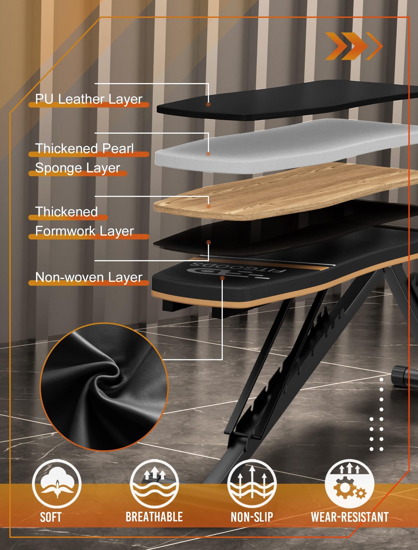 FitGoods Weight Bench Press, Foldable Workout Bench for Home Gym, 660 LBS Stable Incline Decline Bench for Full Body, Weight Benches for Home Gym, Sit up Bench Strength Training Benches