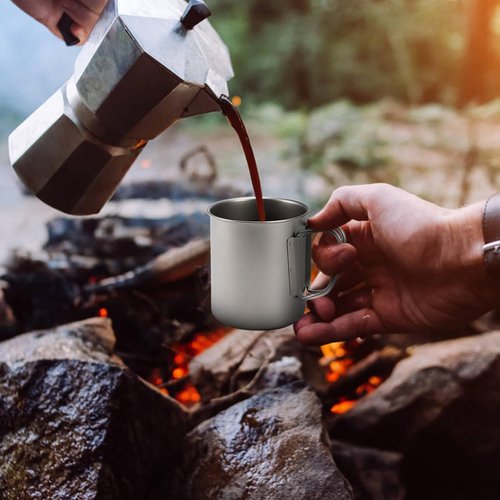 HURRISE Water Mug Cup with Lid and Foldable Handle, Cup Outdoor Mug 750ml Pot for Camping Hiking Travelling Backpacking Climbing