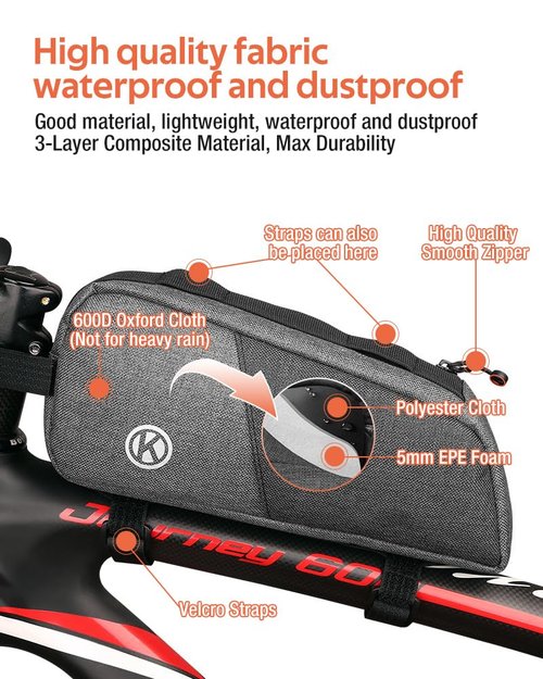XIUWK Top Tube Bike Bag - Waterproof Triangle Frame Storage Pouch for Mountain & Road Cycling