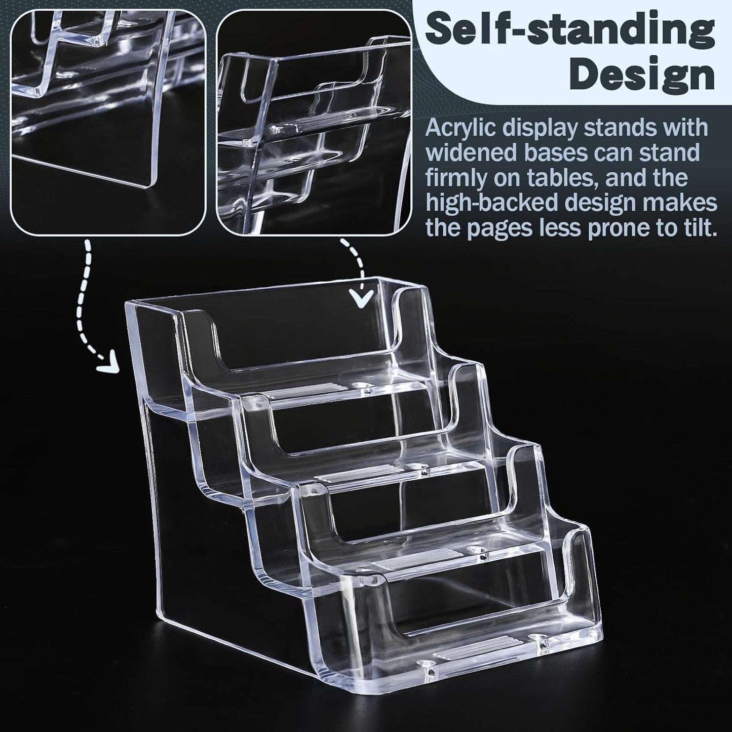 Acrylic Business Card Holder for Desk,4-Tier Clear Plastic Display Stand with 8 Pockets, Holds 400 Cards,ldeal for Office & Workspace Organization