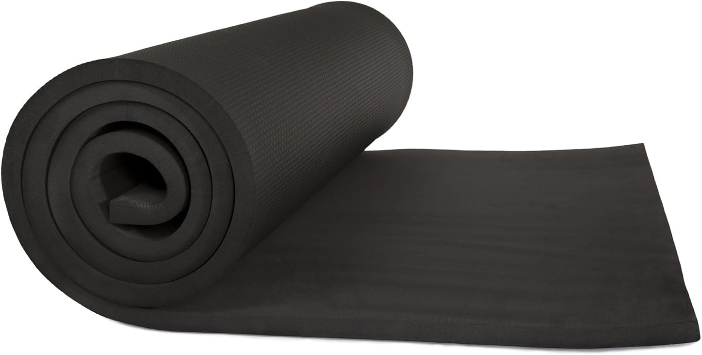 Yoga Mat - Double Sided 1/4-Inch Workout Mat - 71x24-Inch Exercise Pad for Home Gym Fitness or Pilates with Carrying Strap by Wakeman