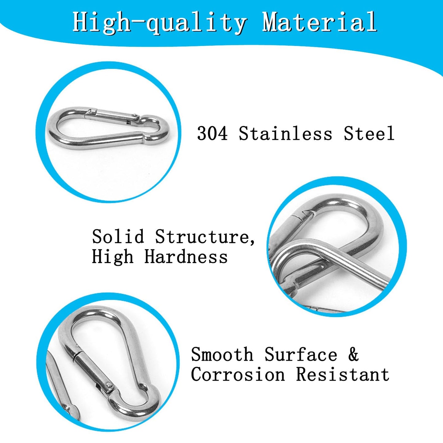 30PCS 304 Stainless Steel Carabiner Clip, Spring Snap Hook M4 1.57 Inch Small Keychain for Keys Swing Set Camping Fishing Hammock