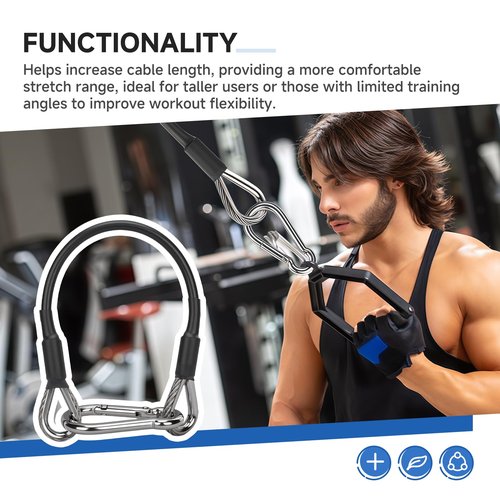 MUGLFPT (2-Pack 10" Gym Cable Extender with Carabiners, Compatible with Bowflex Home Gym Attachments for LAT Pulldown, Triceps Pushdown, and Leg Extension Machine – Thick 0.2"