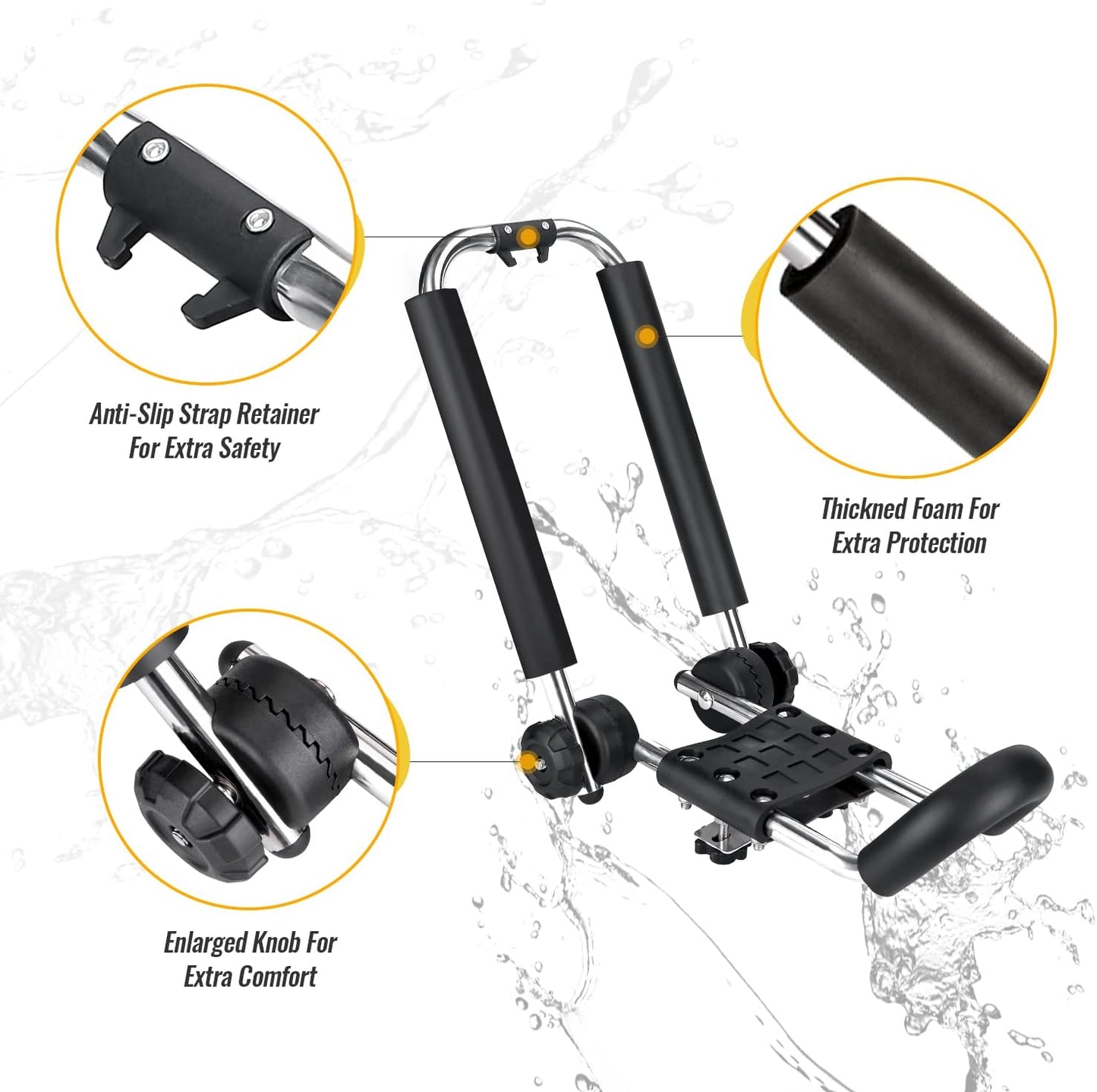 AA-Racks J-Bar Rack Roof Top Mount with 16 Ft Ratchet Lashing Straps, Folding Carrier for Your Canoe, SUP and Kayaks on SUV Car Truck