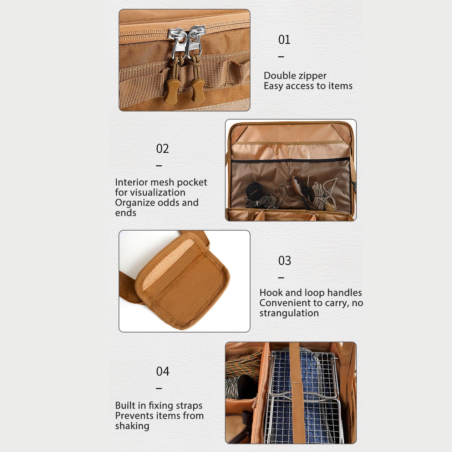 Fockety Camping Storage Bag, 45L Large Capacity Tactical Utility Tote Bag with Handles, Multifunction BBQ and Picnic Bag Organizer Trunk Organizer for Grocery Shopping Camping