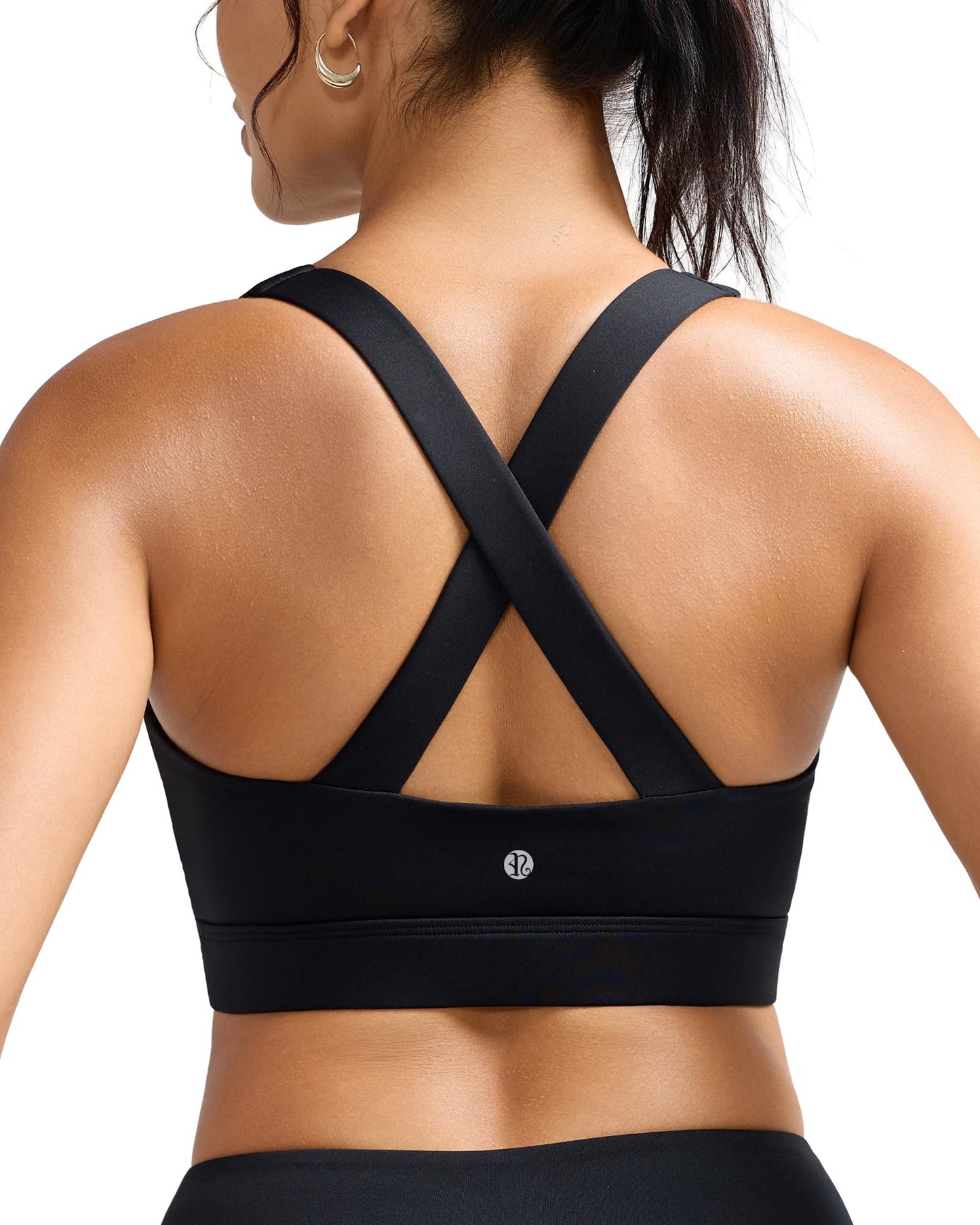 RUNNING GIRL Black Sports Bra for Women,Molded Cups High Support Sports Bras for Women Large Bust(3135Black_L)