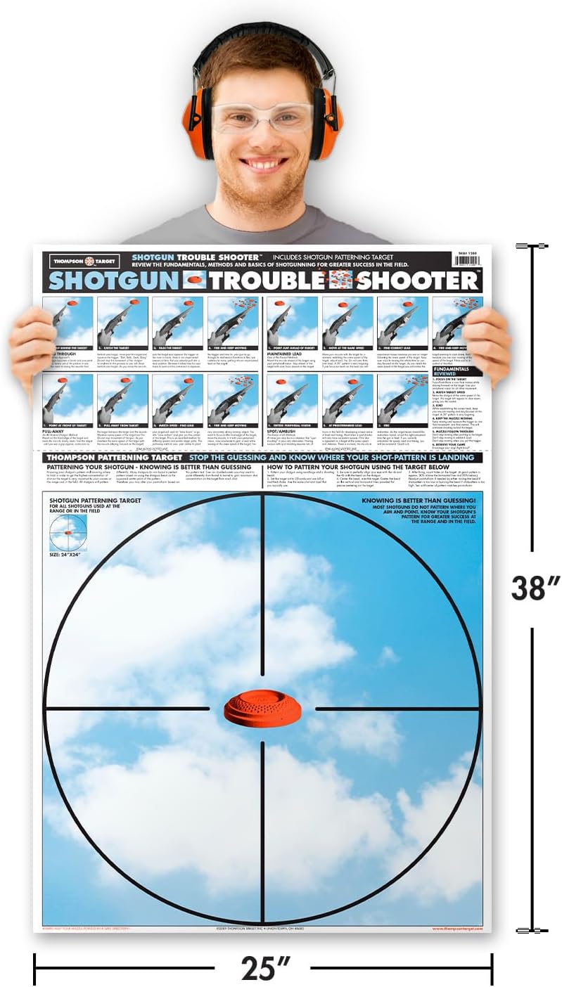Shotgun Trouble Shooter - Trap Skeet Sporting Clay Pigeon Diagnostic Training and Patterning 25x38 Inch Paper Shooting Targets - Made in The USA