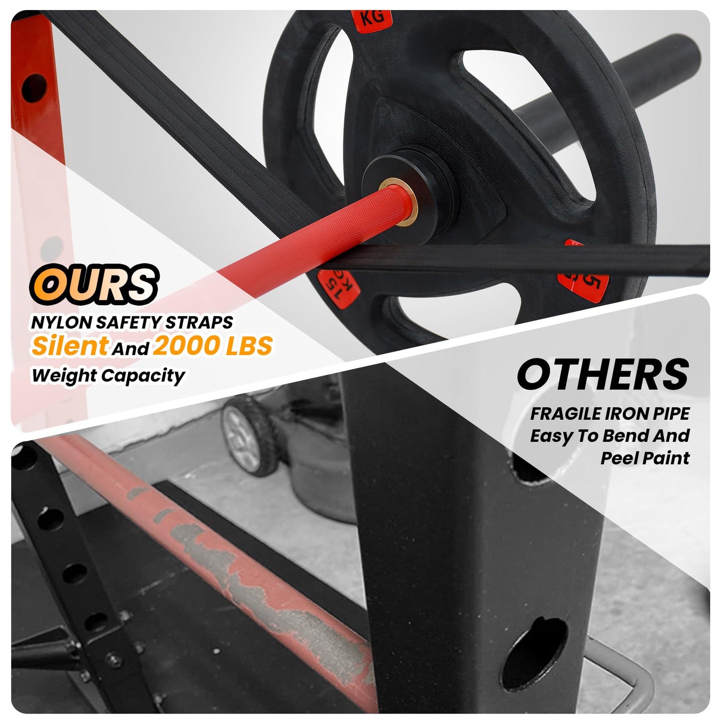 GaveeLife Power Cage, 2000 LBS Power Rack with Cable Cross-Over System, Multi-Functional Strength Training Squat Rack with LAT Pull Down System, Home Gym Equipment with Training Attachment, Red