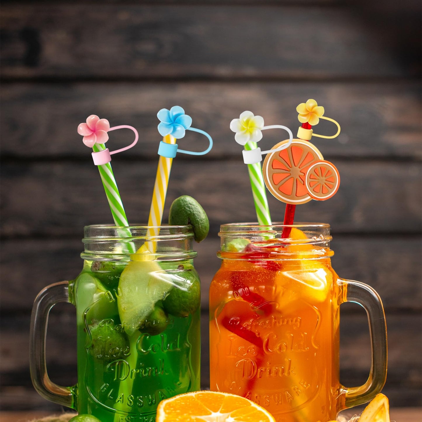 4 Pack Flowers Straw Cover for Stanley 40 30 Oz Cup Accessories - Summer Silicone Straw Covers Cap, Hawaii Topper Protector Lid Compatible With Water Bottle