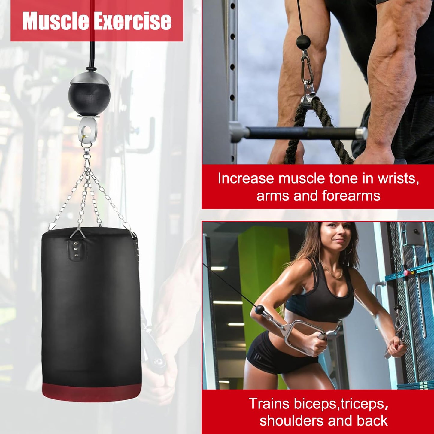 Anglekai 118In Home Gym Replacement Cable, Fix Fitness Pulley Cable with 2 Gravity Ball 5mm Gym Pulley Rope for Exercise Machine (118in)