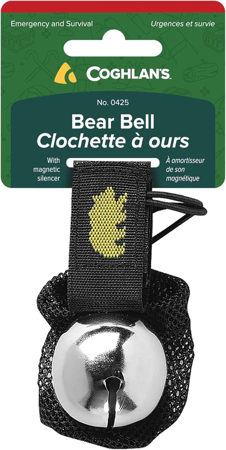 Coghlan's Magnetic Bear Bell with Silencer, Silver - Hiking Safety Gear for Wildlife Alert, Adjustable Strap, Easy Magnetic Silencer, Perfect for Camping, Backpacking, and Outdoor Adventures