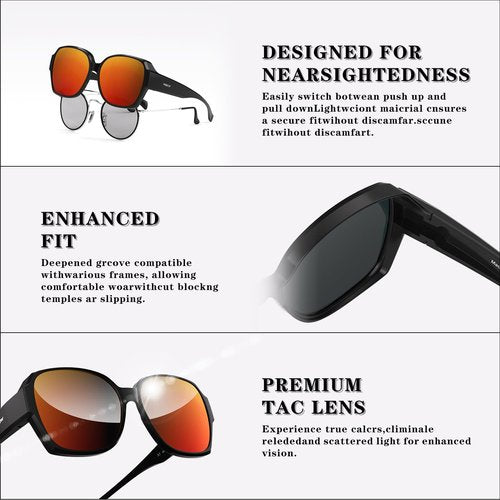 WGKVP Polarized Sunglasses, Lightweight & Impact-Resistant glasses, UV400 Protection glasses for men and women (Glossy Black Red)