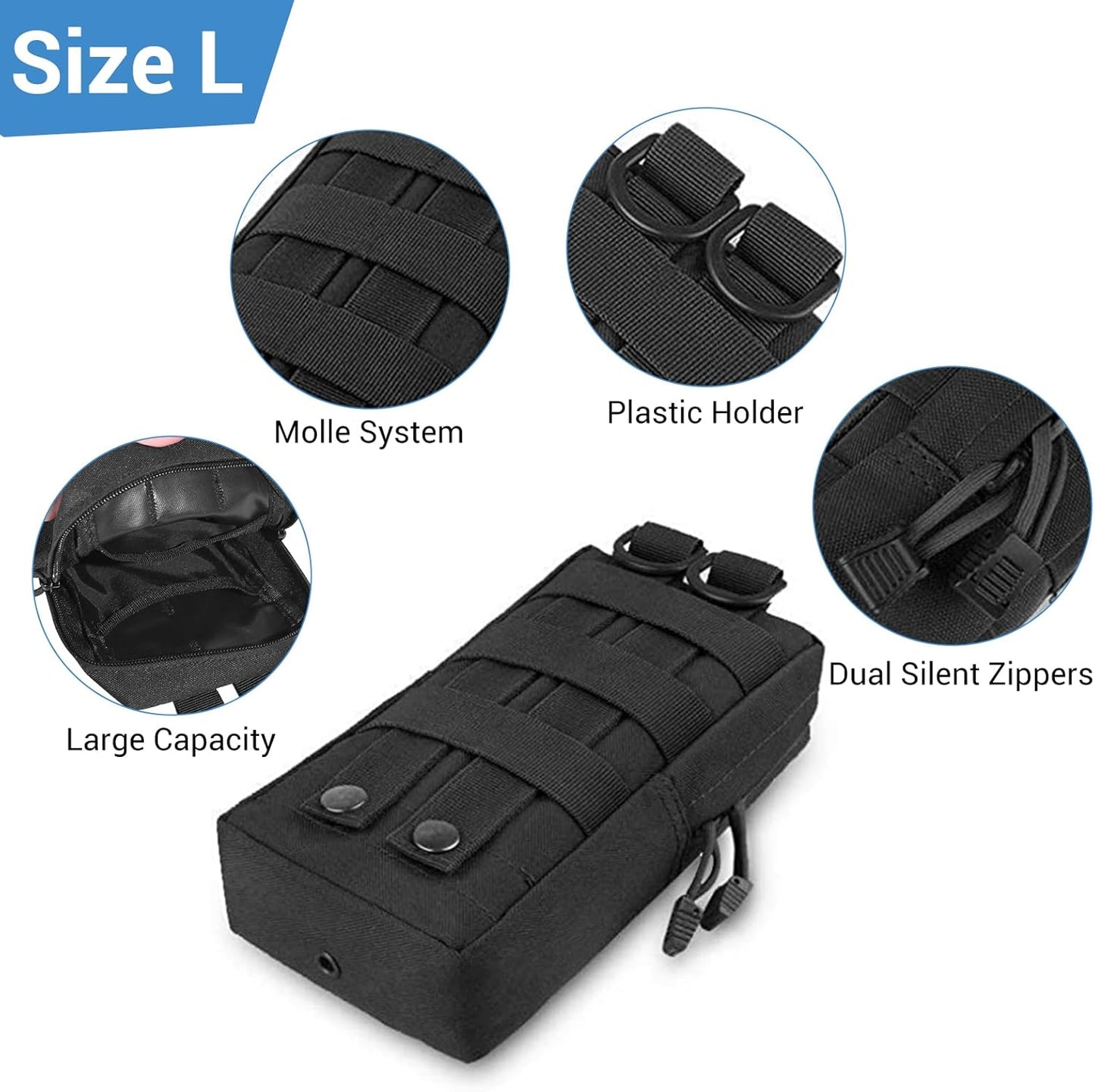 FUNANASUN 2 Pack Molle Pouches Tactical Pouch Small Molle Pouch Compact Water-Resistant EDC Pouch Molle Bag