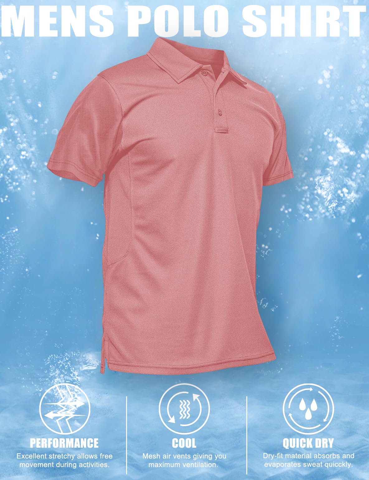 MAGCOMSEN Polo Shirts for Men T Shirts Golf Shirts Pique Short Sleeve Combat Shirt Tactical Shirt Grey Pink L