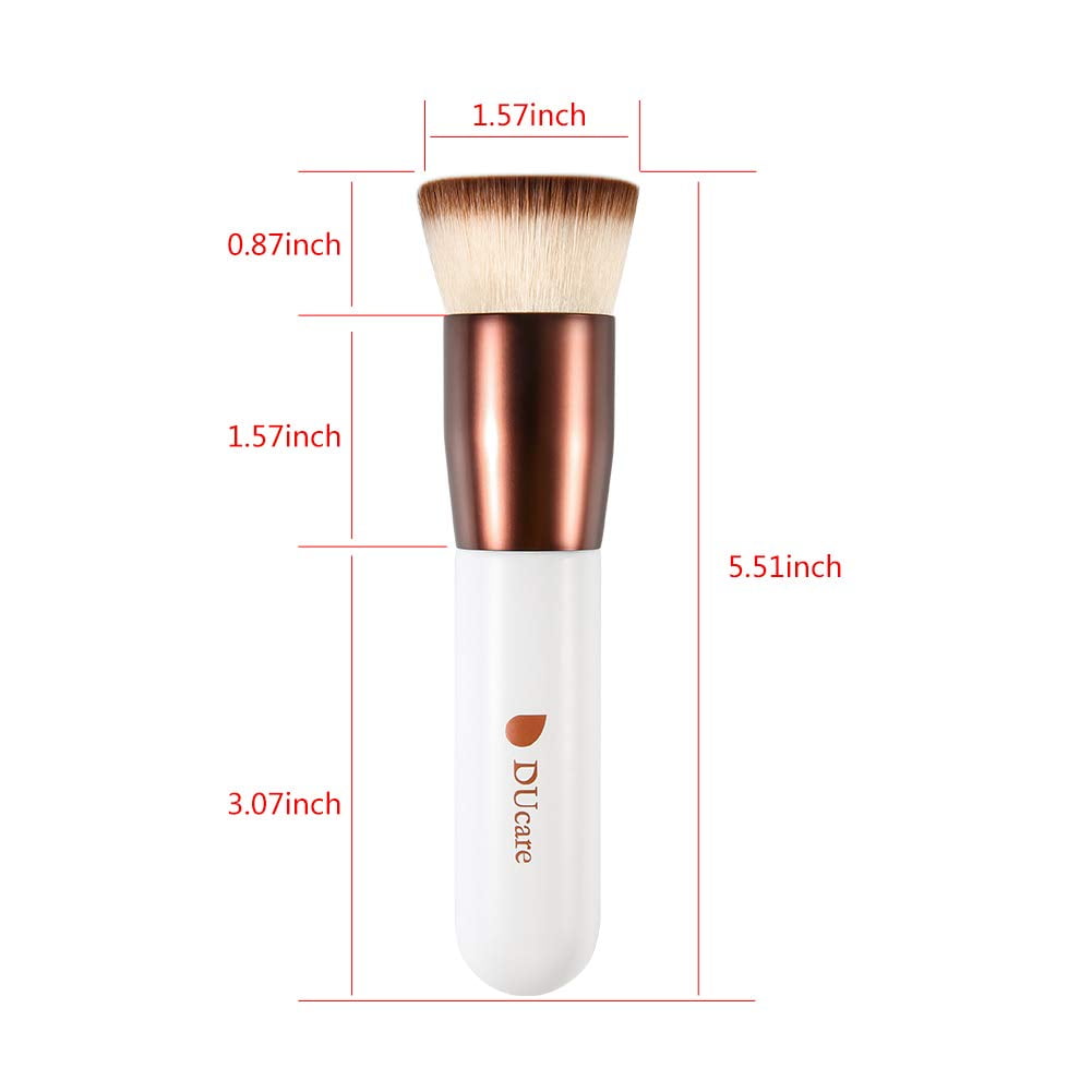 DUcare Flat Top Kabuki Foundation Brush | Rose Gold & White | For Liquid & Cream