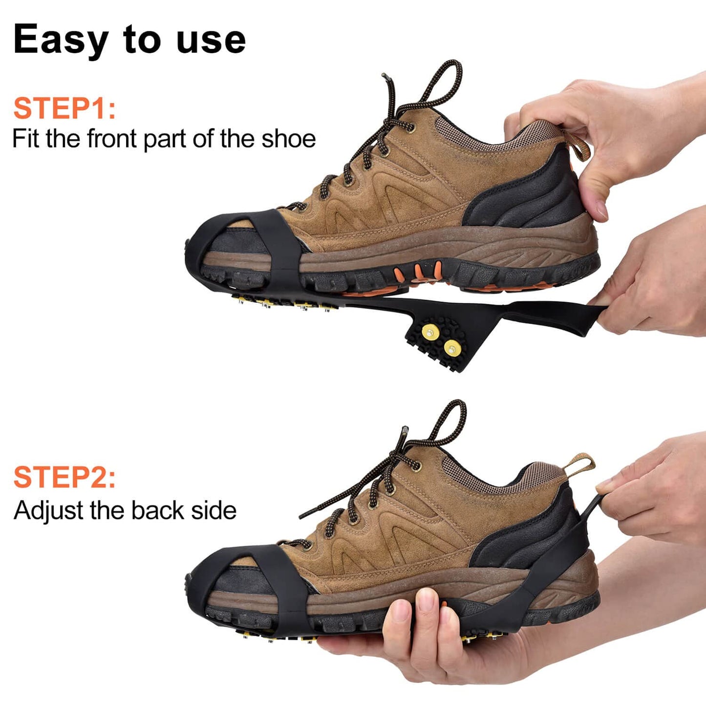 Manledio Ice Cleats for Shoes and Boots - Stainless Steel Studs Crampons for Non-Slip Traction on Snow and Ice - Anti-Slip Grips and Spikes for Hiking Walking and Winter Workers on Slippery Surfaces