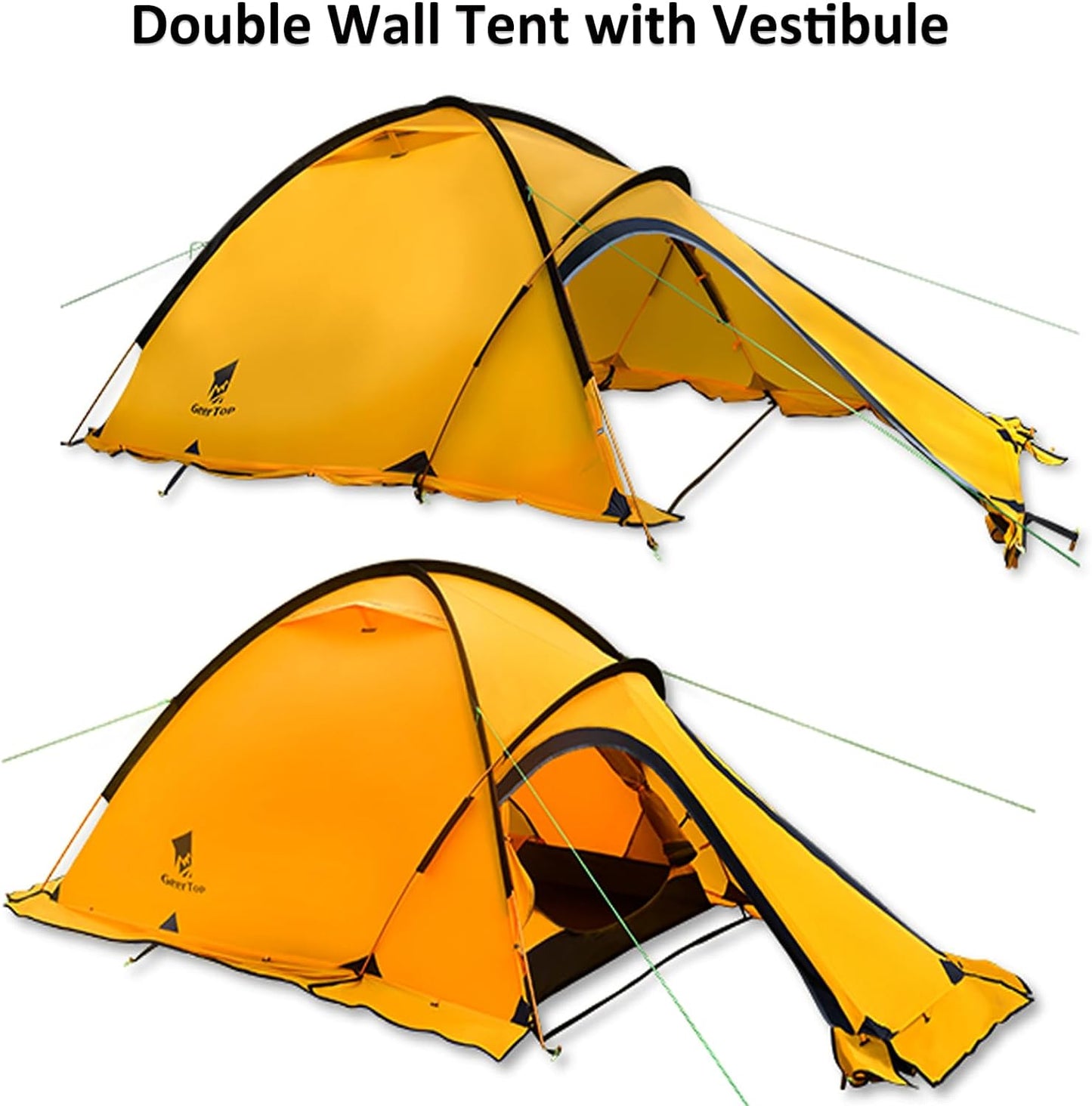 Geertop 2-Person Waterproof Backpacking Tent | 4-Season Double Layer for Camping & Hiking