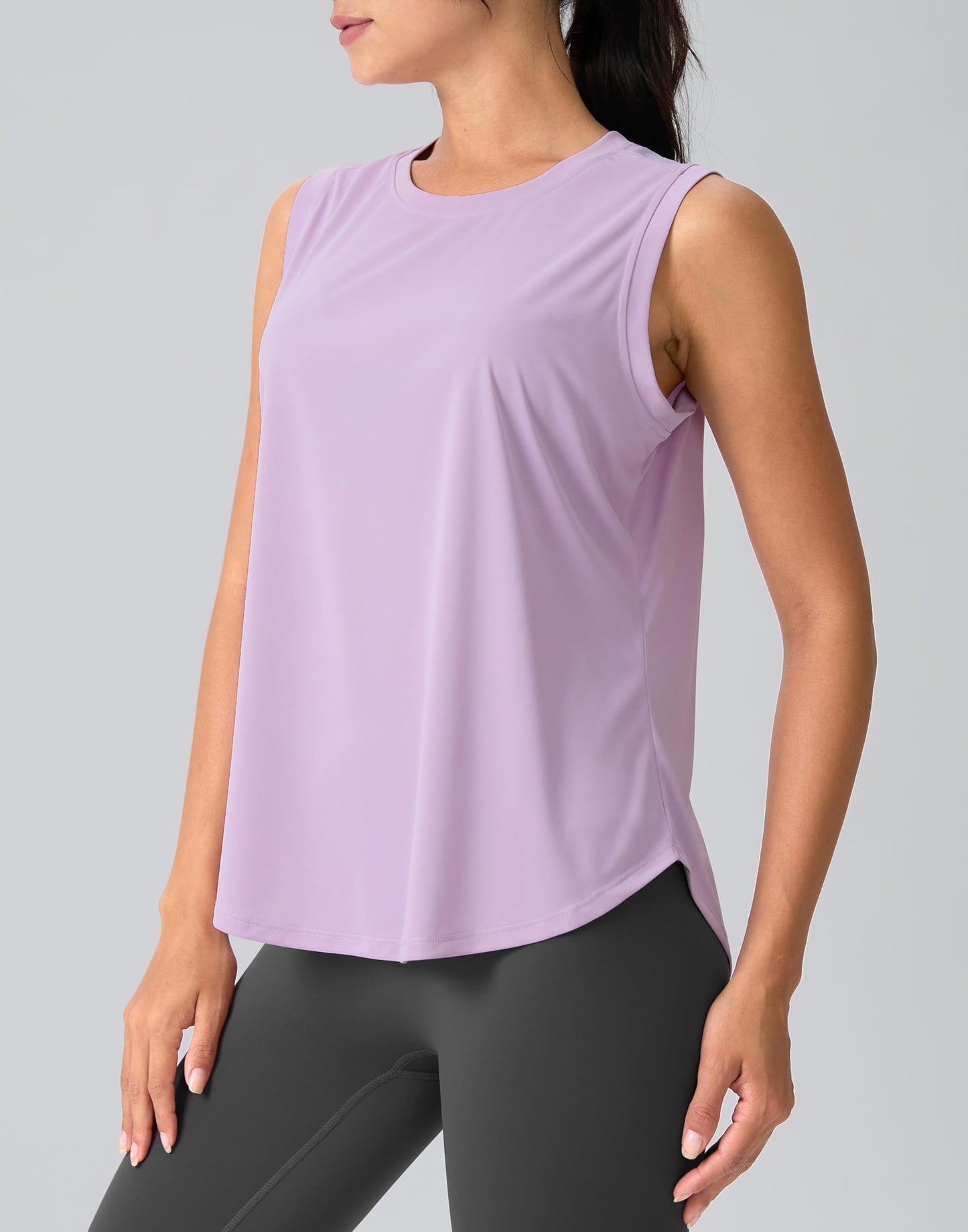 SANTINY Women's Sleeveless Workout Tops Breathable Lightweight Active Tennis Yoga Shirts Athletic Running Tank Tops for Women (Purple_M)