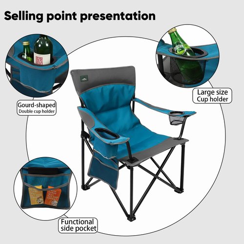 Northroad Foldable Camping Chair Heavy-Duty Outdoor Folding Chair Support Up to 300lbs for Hiking, Picnics, Patio, Beach, Fishing (Blue)