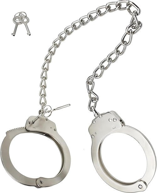 Double Lock Handcuffs, Adjustable Heavy Duty Steel Wrist Cuffs with 2 Keys & Handcuffs Holster in Police Edition Professional Grade