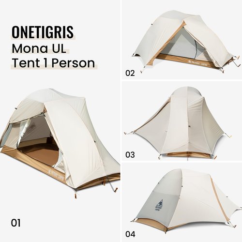 OneTigris Mona Ultralight 1 Person Tent, 3 Season Tent Waterproof for Camping Hiking Backpacking Trekking 3000mm Waterproof