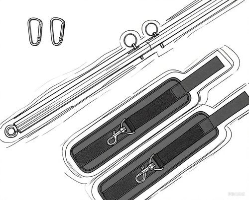 CHALETREE Pilates Expandable Workout Spreader Bar 2 Rings with Wrist Wraps, Glutes and Leg Fitness Gear (Silver)