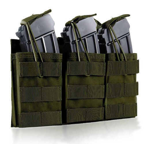 Tactical Mag Pouch, Triple Rifle Magazine Holster, Molle Pistol Nylon Magazine Holder with Quick Release Magazine Pouch Insert for with Adjustable Bungee Straps for Easy Carry and Use