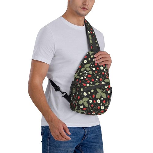 Strawberry Sling Backpack Chest Bag Crossbody Shoulder Bag Gym Cycling Travel Hiking Daypack For Men Women