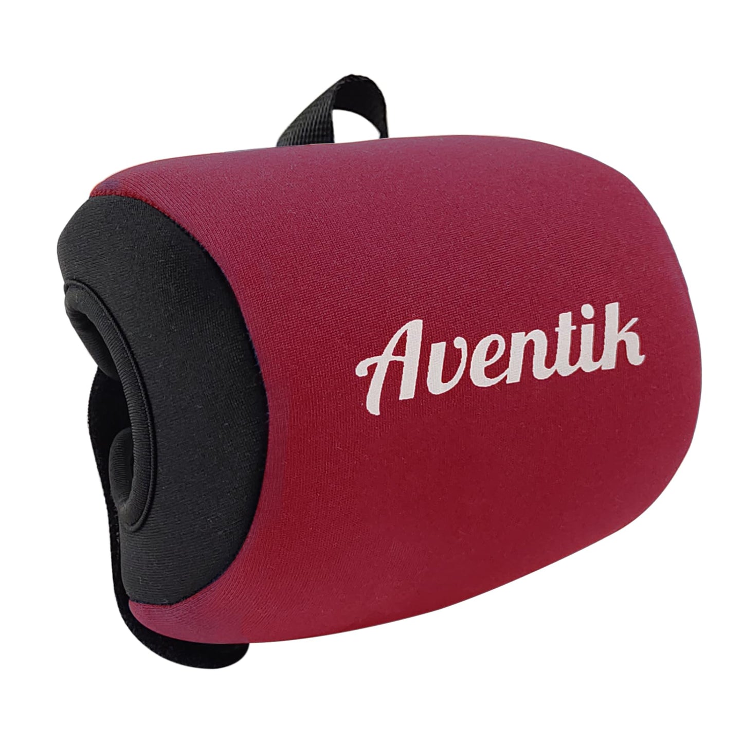 Aventik Neoprene Fishing Reel Cover Pouch Round Baitcasting Trolling Reels Storage Conventional Reel Cover Durable Soft Protection (Black/Red, XL:5.1''Width x 3.5''Diameter)