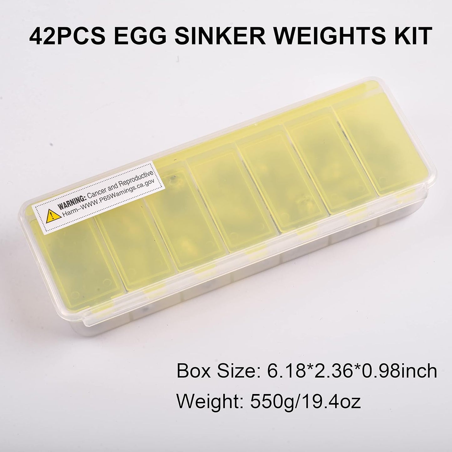 Fishing Egg Sinker Weights Kit, 42pcs Saltwater Fishing Weights Assortment Oval Drop Bass Casting Worm Weights Tackle for Saltwater Freshwater Fishing