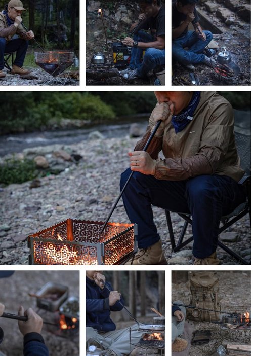 camping moon Fire Blowing Stick Split Type Compact Fire Starter Grill Starter Black BKMS-43