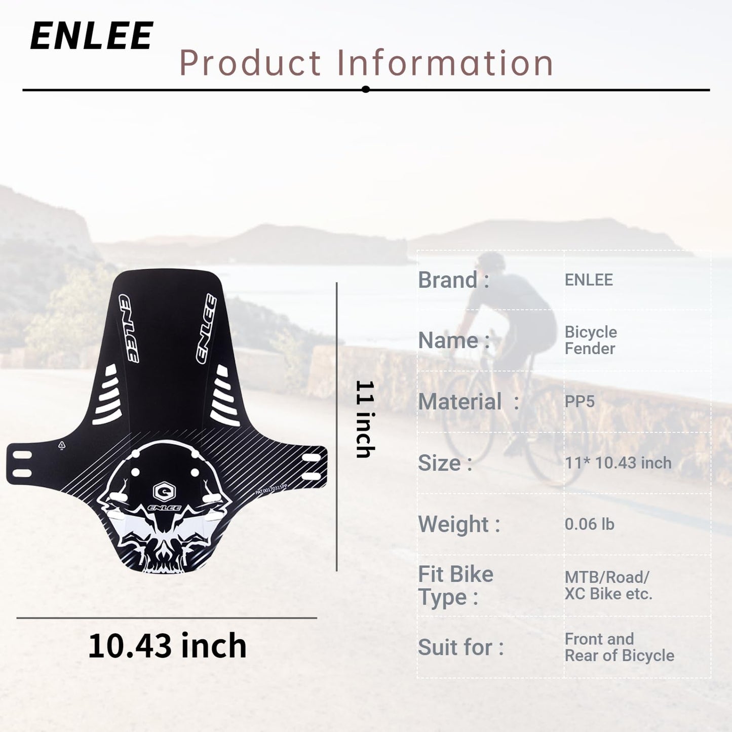 ENLEE 1PC Bike Fender, Front Tire Wheel Mudguard MTB Road Bicycle, Fits 20, 24, 26, 27.5 and 29 inches Cycling Accessories (K)