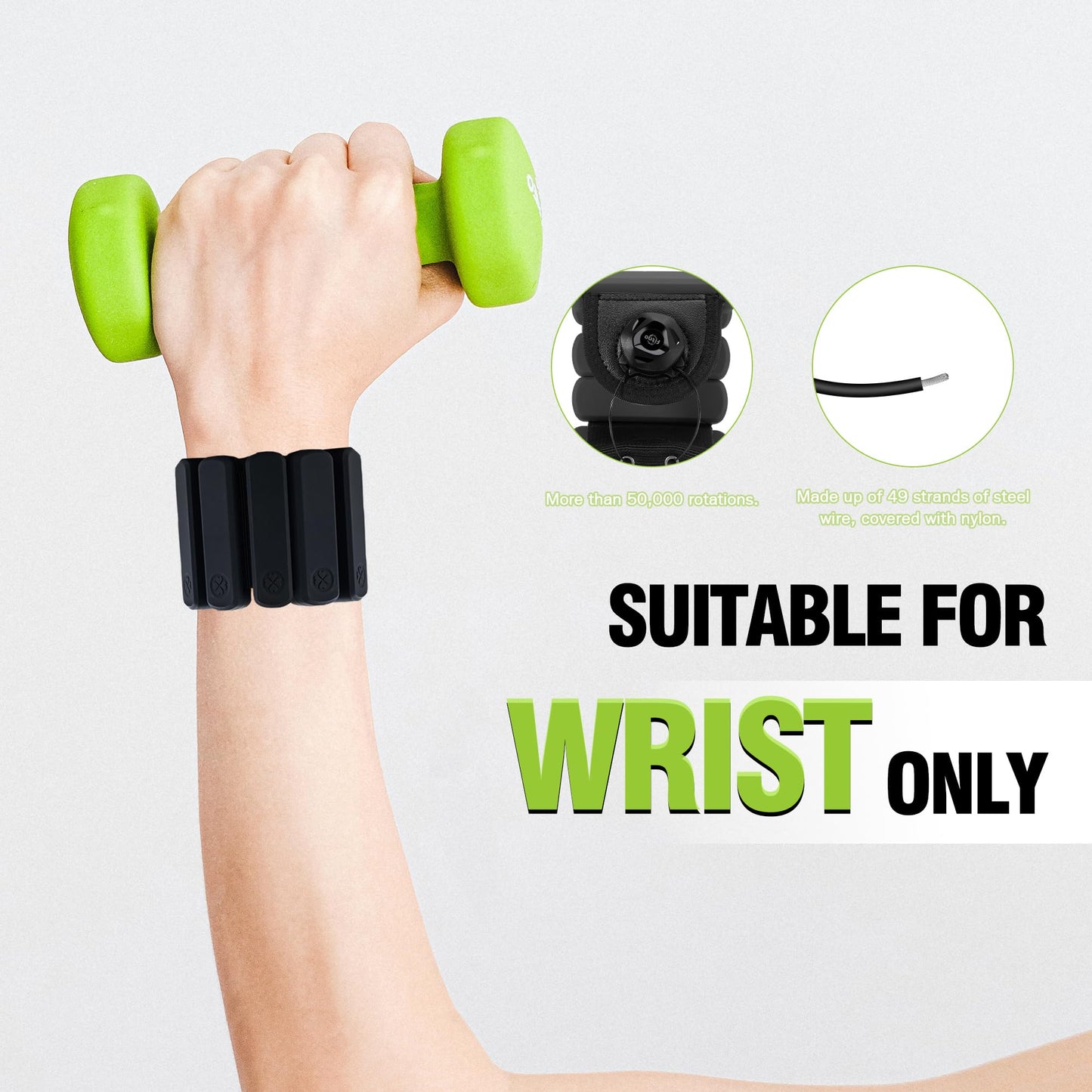 Ahape Wrist Weights - set of 2(1lb each), Adjustable Wrist Weights for Men and Women, Increase Training Intensity for Yoga, Pilates, Aerobics, Gym, Swimming, Hiking, Housework, Jogging, etc. (Black)