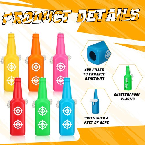 Tiangrid 6 Pack Shooting Bottles Shatterproof Bottle Targets with Rope Hanging Targets for Firearm Target Practice Shooting Accessories for Indoor Outdoor Gun Ranges