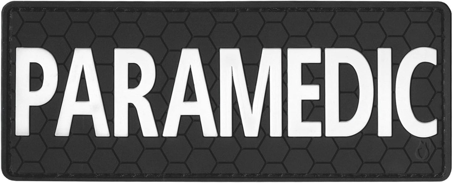 Paramedic Patch PVC EMS Patch [Black and White] Compatible with Velcro Medical Patches for Plate Carrier Patches Medical Patch Tactical Medic Patch Medic Patches EMS Patches EMT Patch