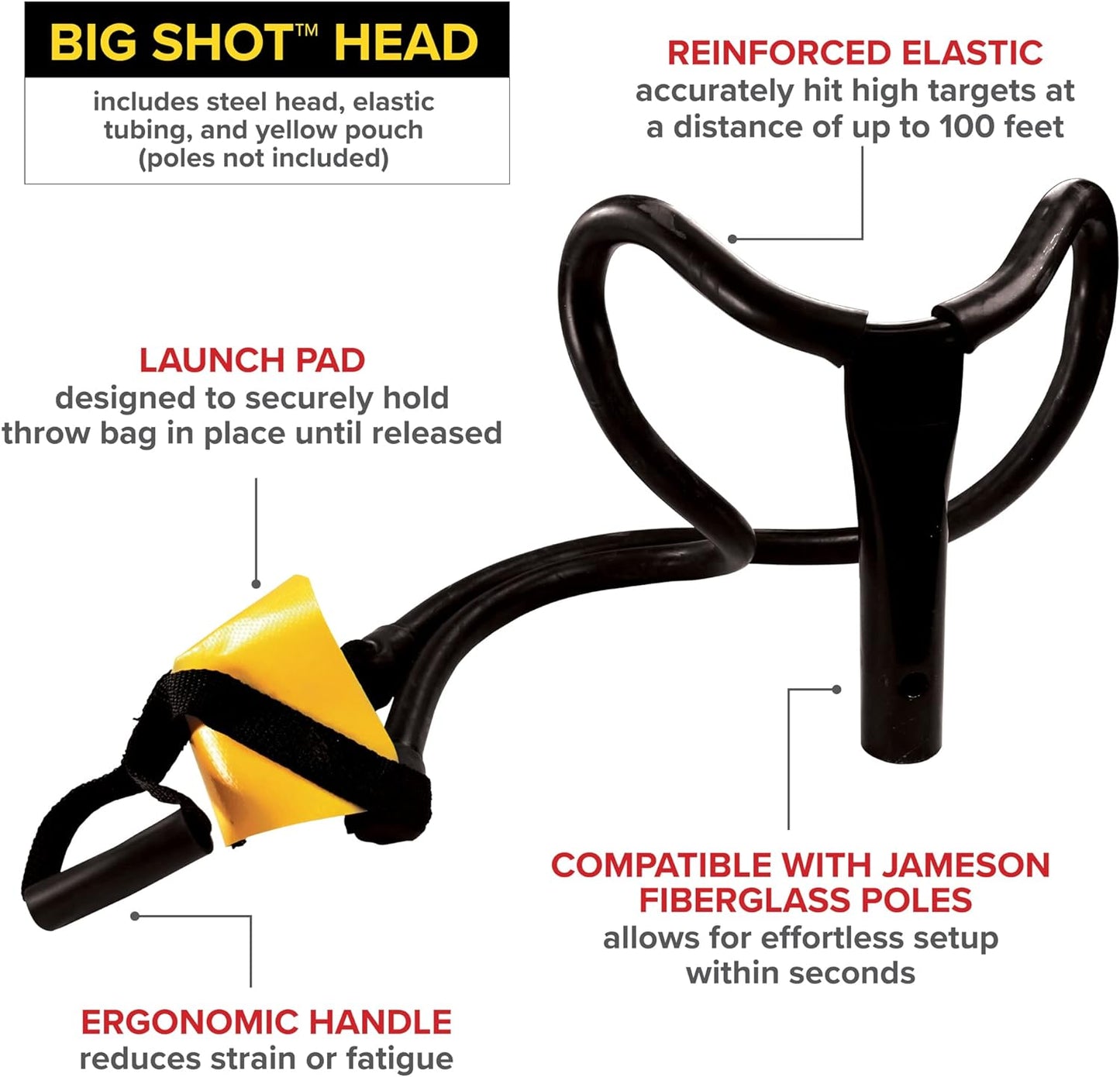 Jameson FG-BS-KIT Big Shot™ Line Launcher Kit – Includes Big Shot Head, 4’ FG Base Pole & 4’ FG Extension Pole – High-Accuracy Tree Trimming & Line Placement