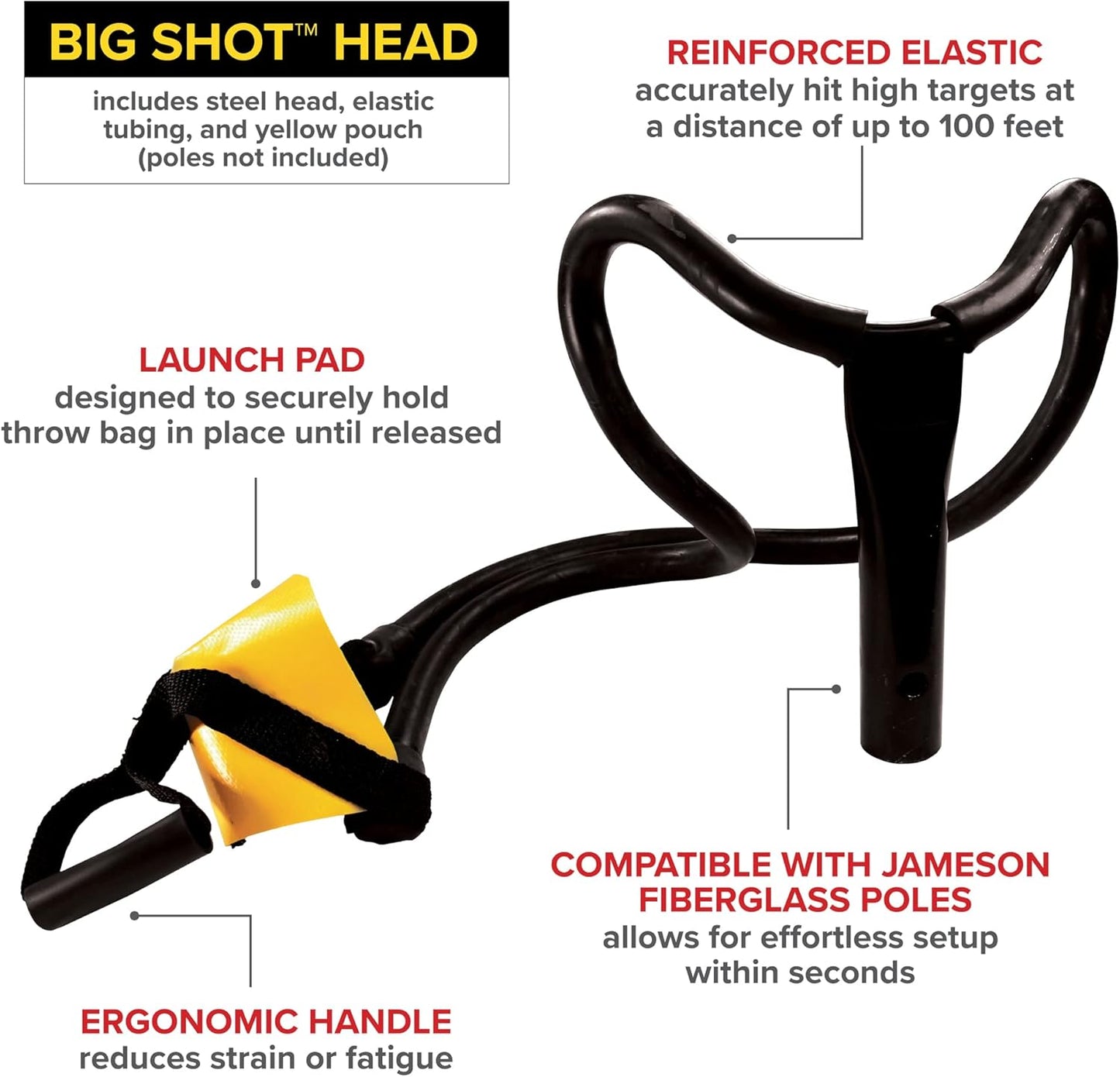 Jameson FG-BS-KIT Big Shot™ Line Launcher Kit – Includes Big Shot Head, 4’ FG Base Pole & 4’ FG Extension Pole – High-Accuracy Tree Trimming & Line Placement